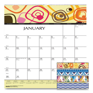 House of Doolittle™ Recycled Geometric Wall Calendar, Geometric Artwork, 12 X 12, White-multicolor Sheets, 12-month (jan To Dec): 2022 freeshipping - TVN Wholesale